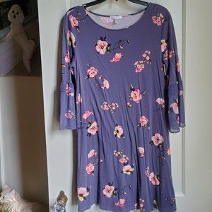 LC Lauren Conrad Mini Chiffon 3/4 Sleeve Printed Flower Dress Size M 8-10